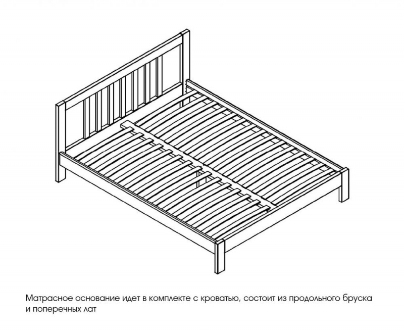 Кровать из массива 1600 "Слип" Ясень жемчужный