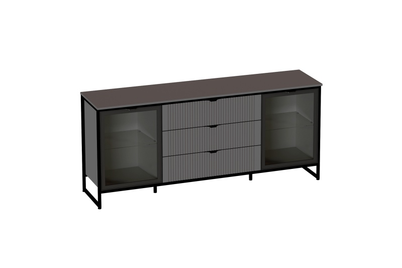 Тумба 2 дв 3 ящ "Нора" гостиная со стеклянными дверями Графит Тумба 2 дв 3 ящ "Нора" гостиная со стеклянными дверями Графит