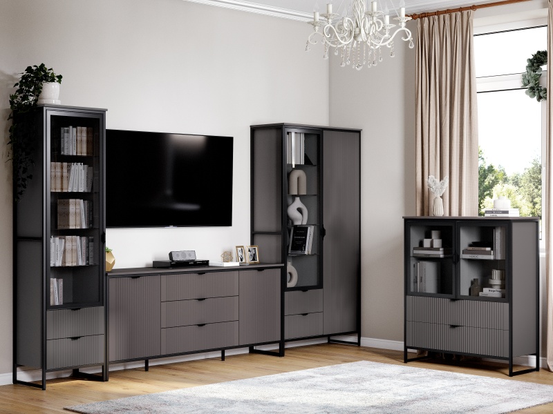 Тумба 2 дв 3 ящ "Нора" гостиная с глухими дверями Графит Тумба 2 дв 3 ящ "Нора" гостиная с глухими дверями Графит