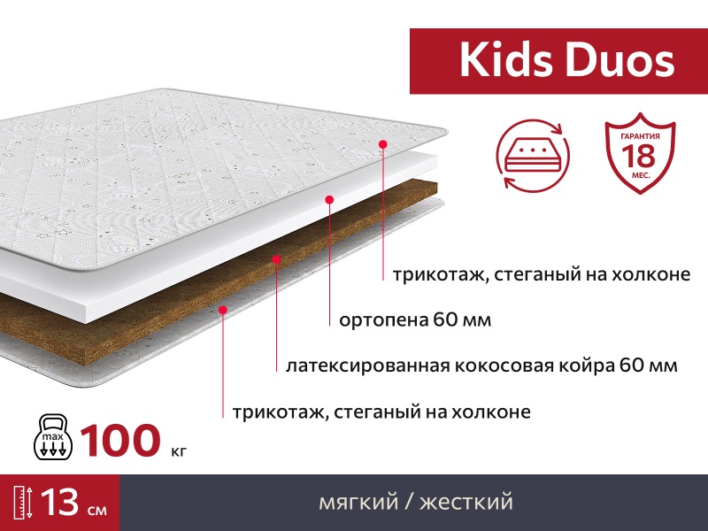 Матрас Kids Duos 800х1600